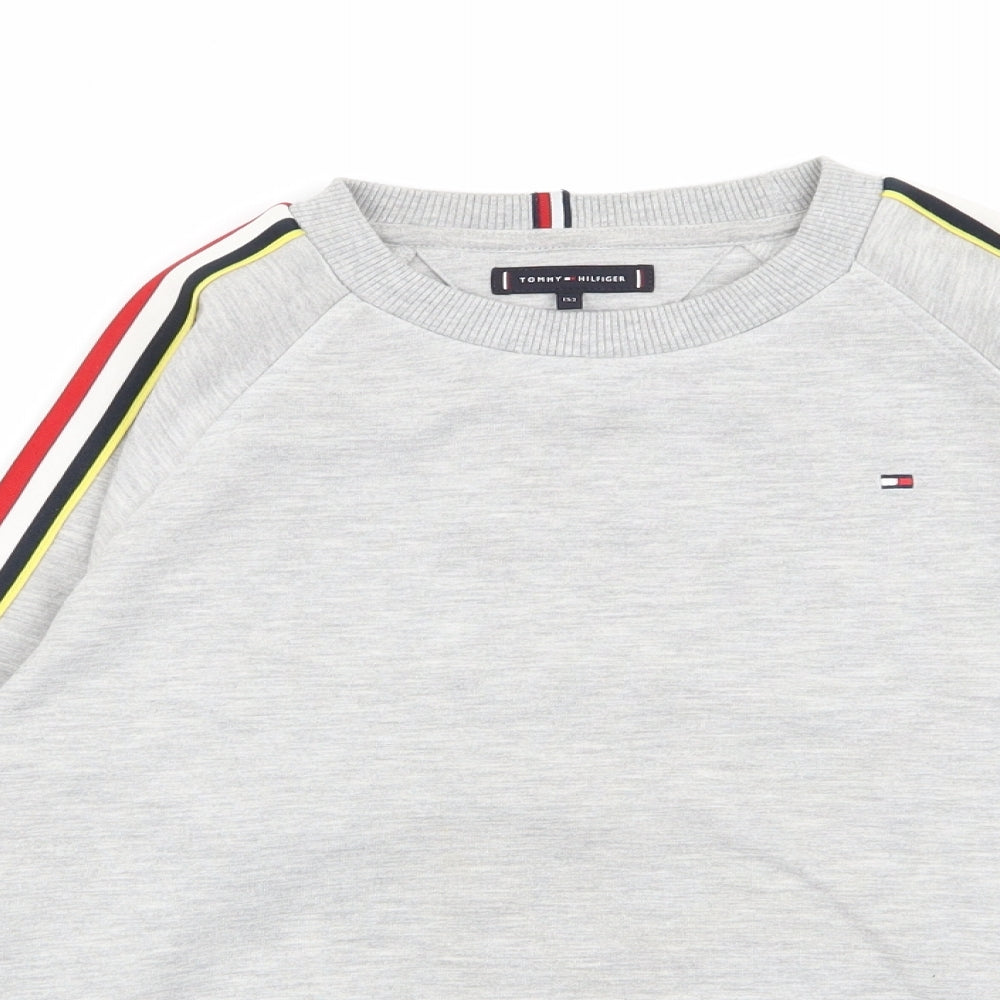 Tommy Hilfiger Boys Grey Striped  Pullover Jumper Size 12-13 Years