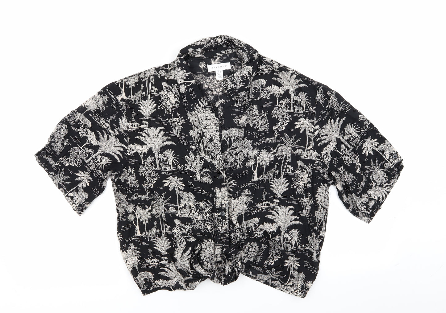 Topshop Womens Multicoloured Floral  Basic Button-Up Size 10