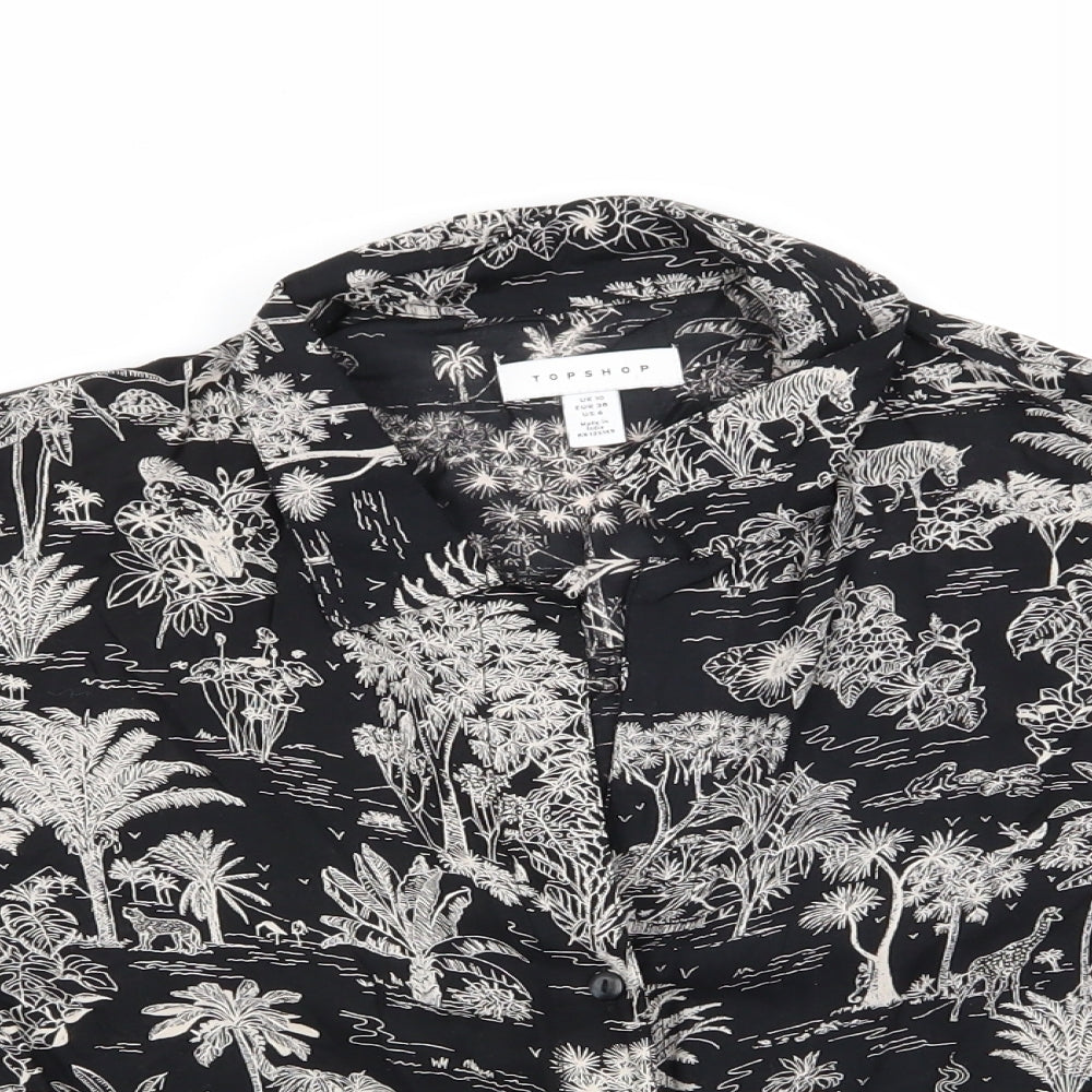 Topshop Womens Multicoloured Floral  Basic Button-Up Size 10