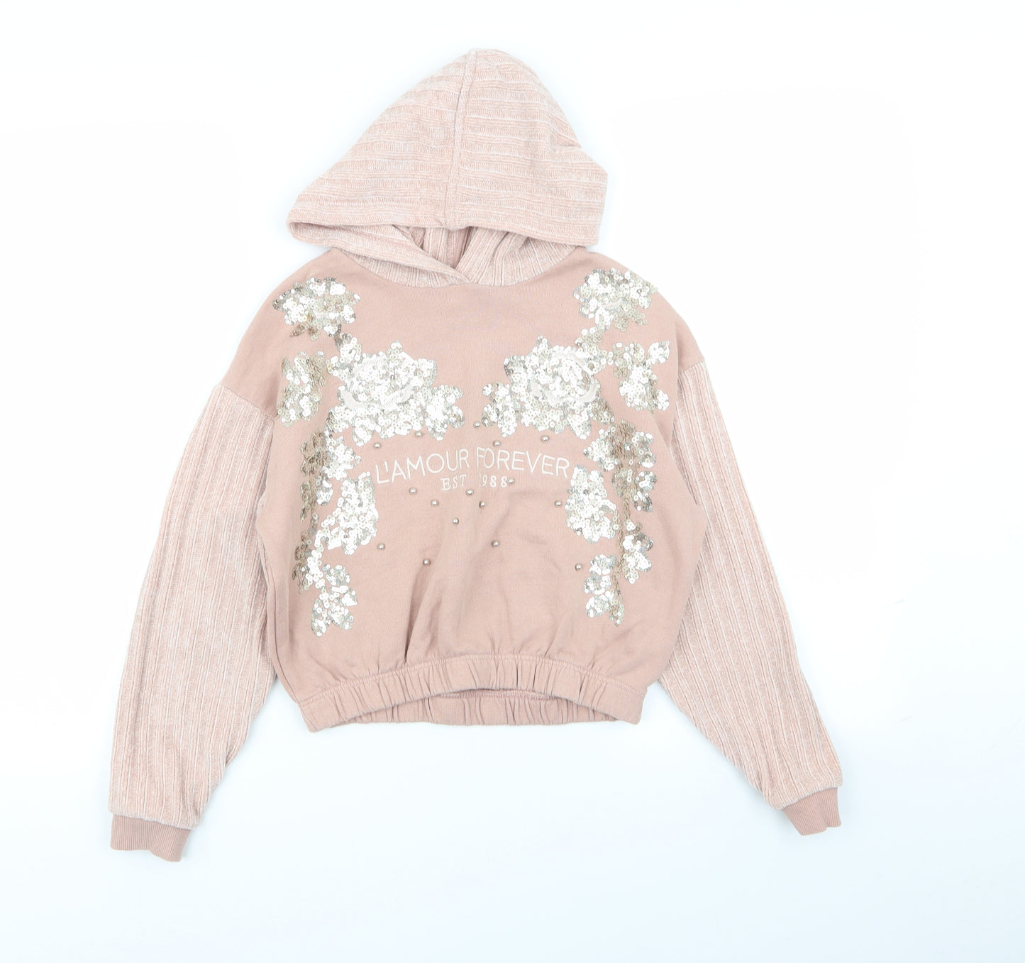 River Island Girls Pink   Pullover Jumper Size 9-10 Years  - Sequins all over