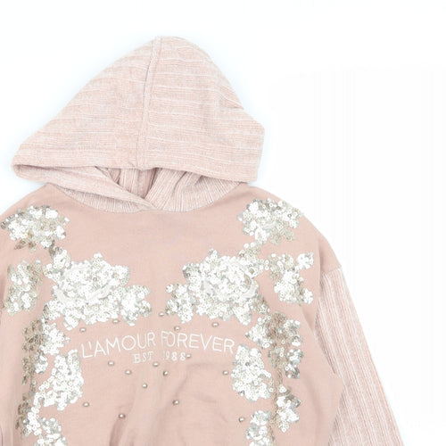 River Island Girls Pink   Pullover Jumper Size 9-10 Years  - Sequins all over