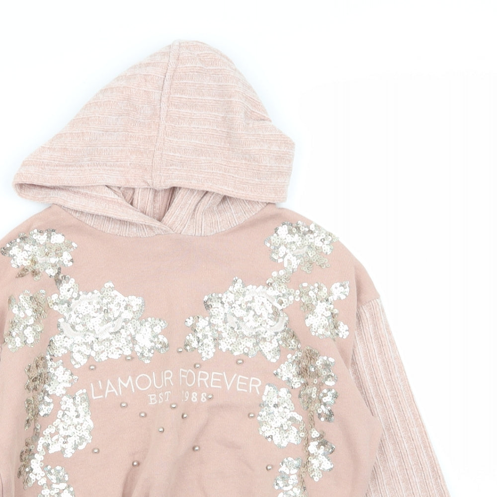 River Island Girls Pink   Pullover Jumper Size 9-10 Years  - Sequins all over