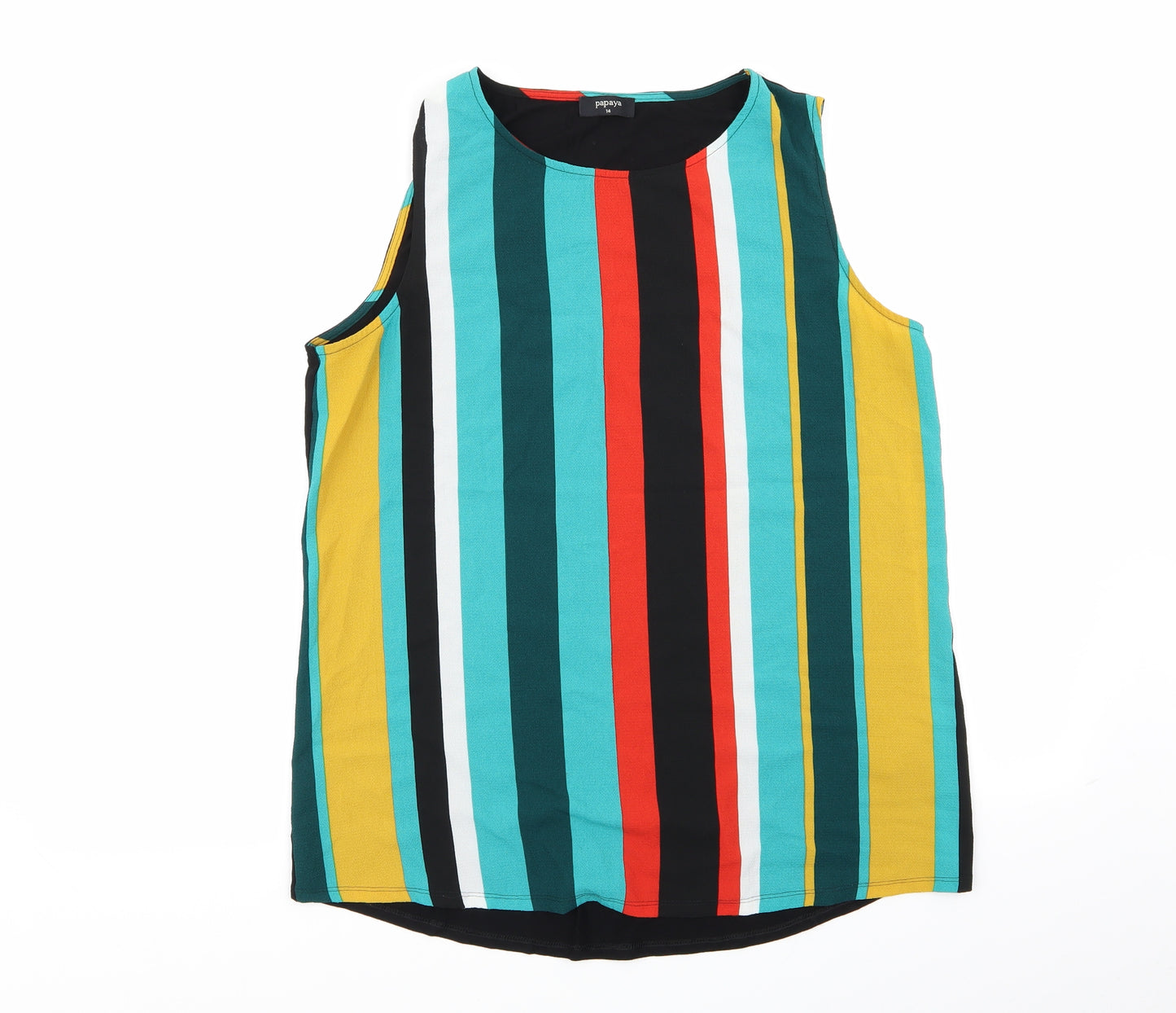 Papaya Womens Multicoloured Striped  Basic Tank Size 14