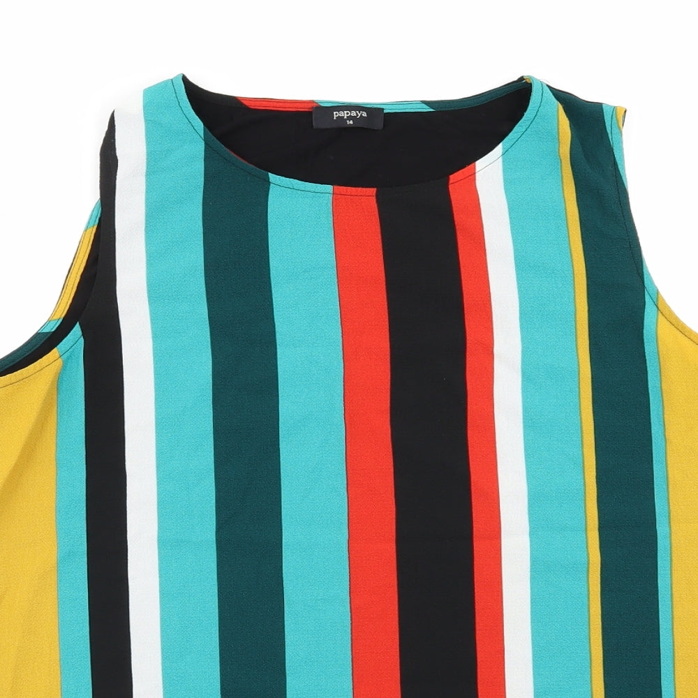 Papaya Womens Multicoloured Striped  Basic Tank Size 14