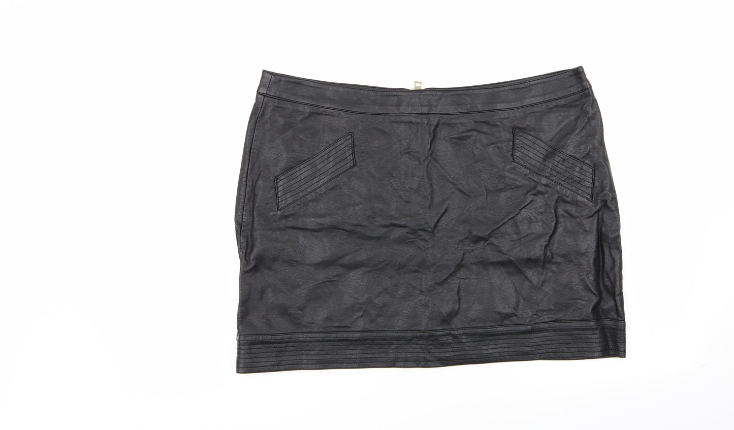 Dorothy Perkins Womens Black   Mini Skirt Size 16  - Leather Skirt