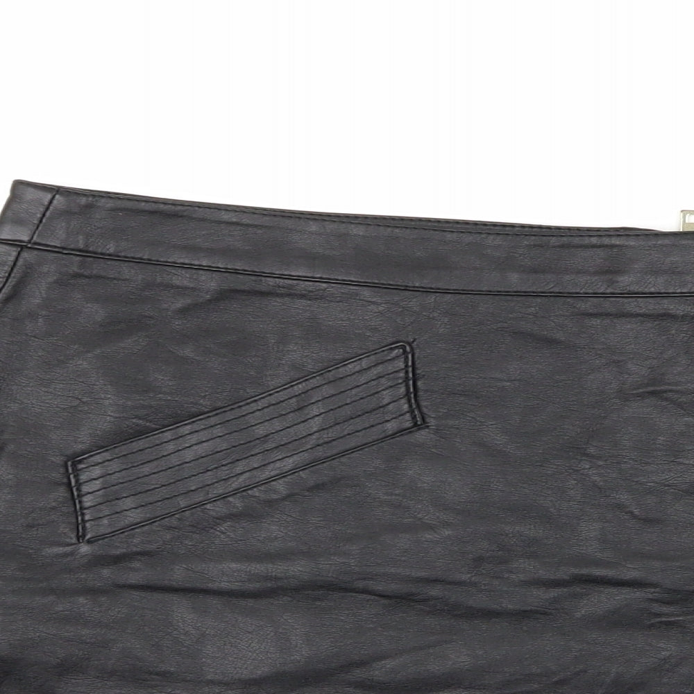 Dorothy Perkins Womens Black   Mini Skirt Size 16  - Leather Skirt