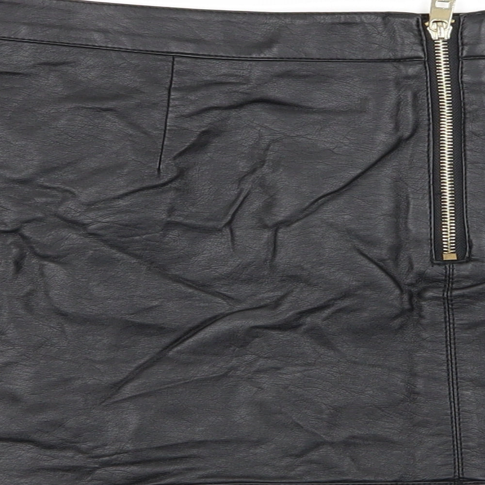 Dorothy Perkins Womens Black   Mini Skirt Size 16  - Leather Skirt