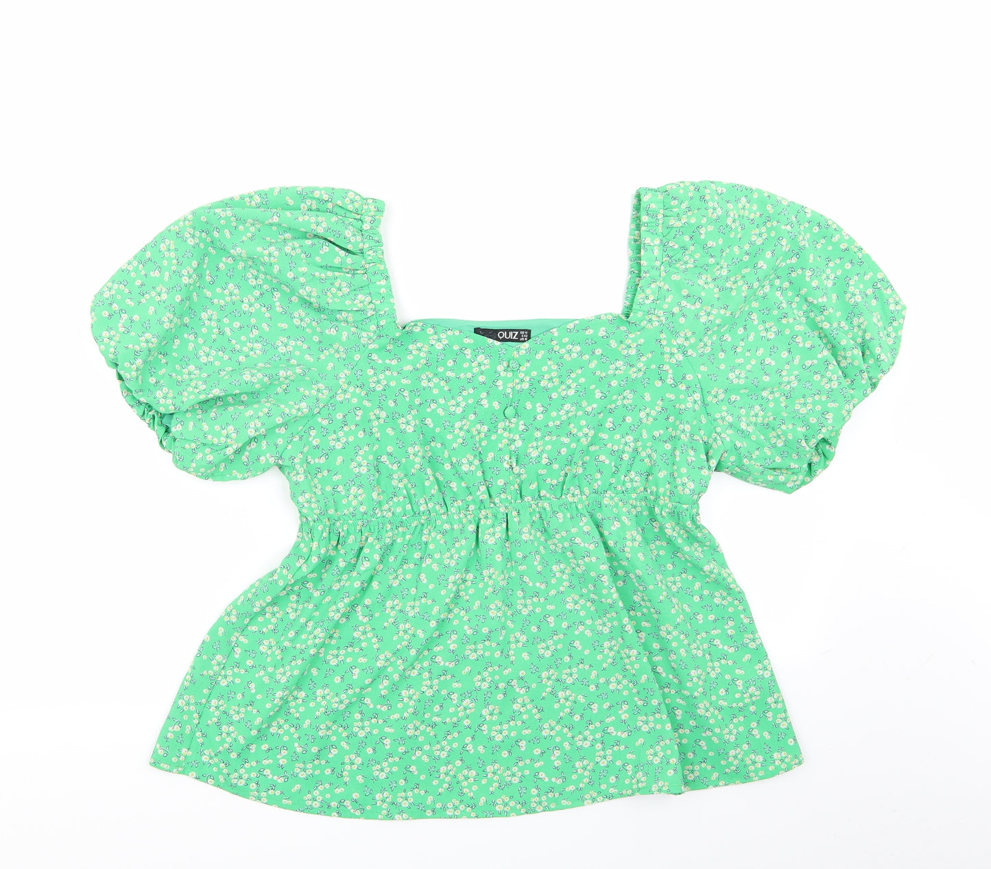 Quiz Womens Green Floral  Basic Blouse Size 14