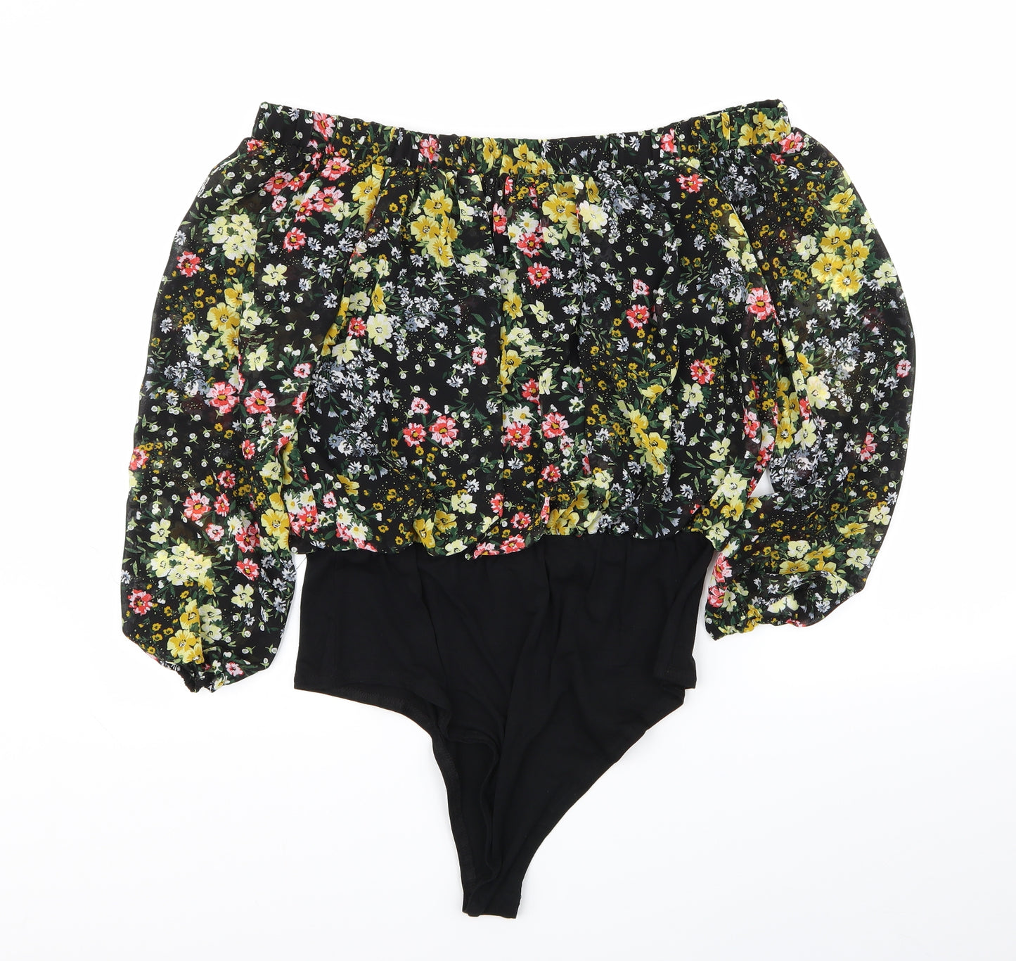 New Look Womens Multicoloured Floral  Bodysuit One-Piece Size 16