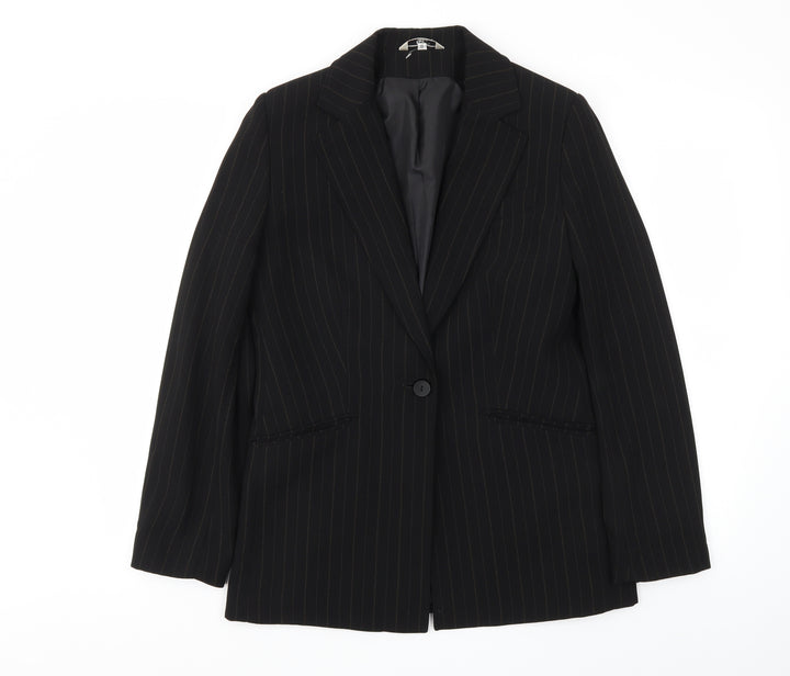 Klass Womens Black Striped Jacket Blazer Size 10