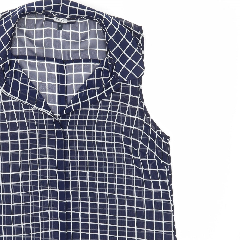 NEXT Womens Blue Check  Basic Blouse Size 14