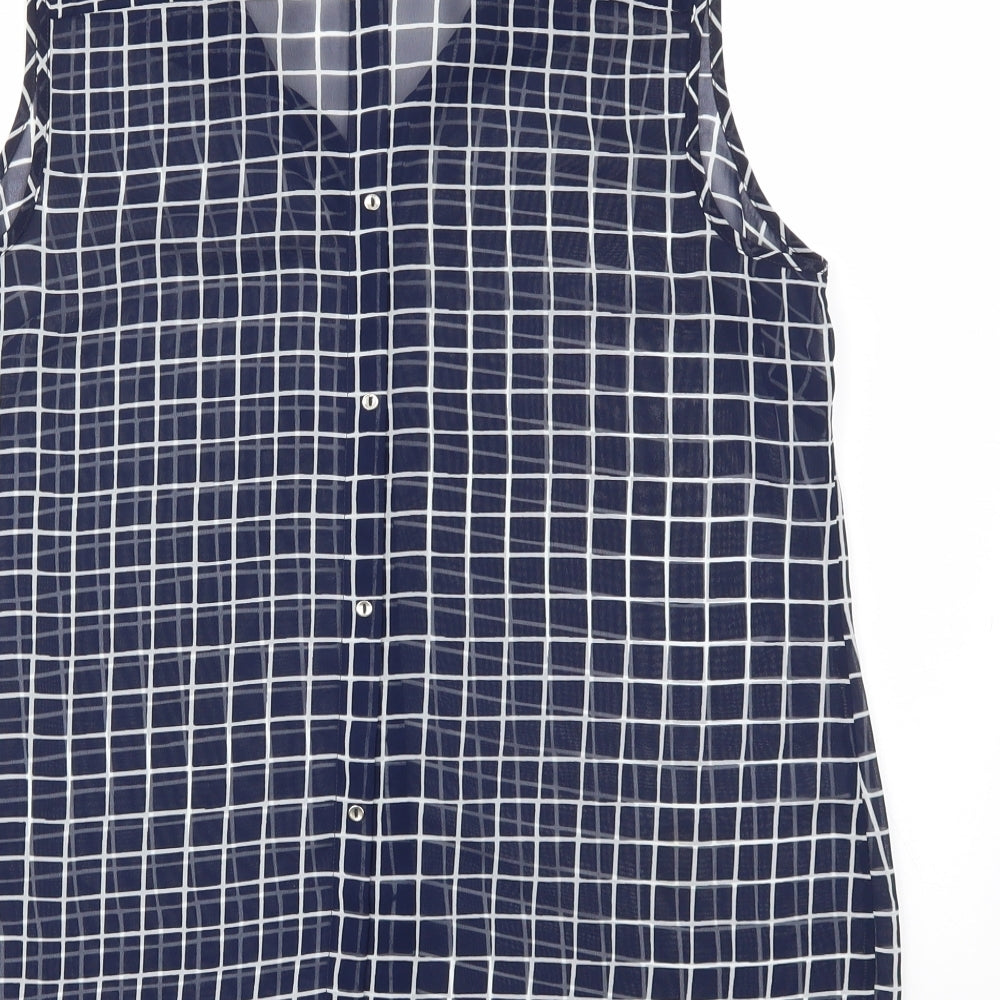 NEXT Womens Blue Check  Basic Blouse Size 14