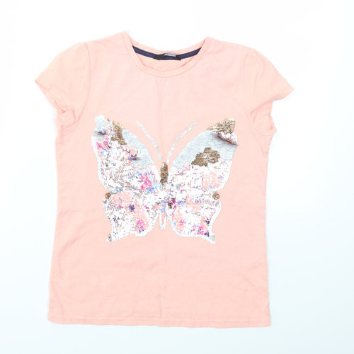George Girls Pink Animal Print  Basic T-Shirt Size 9-10 Years