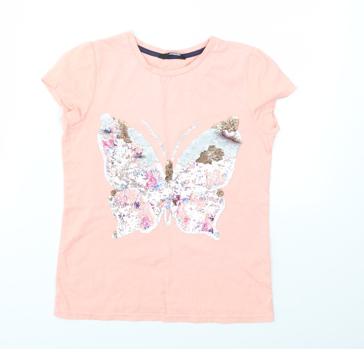 George Girls Pink Animal Print  Basic T-Shirt Size 9-10 Years