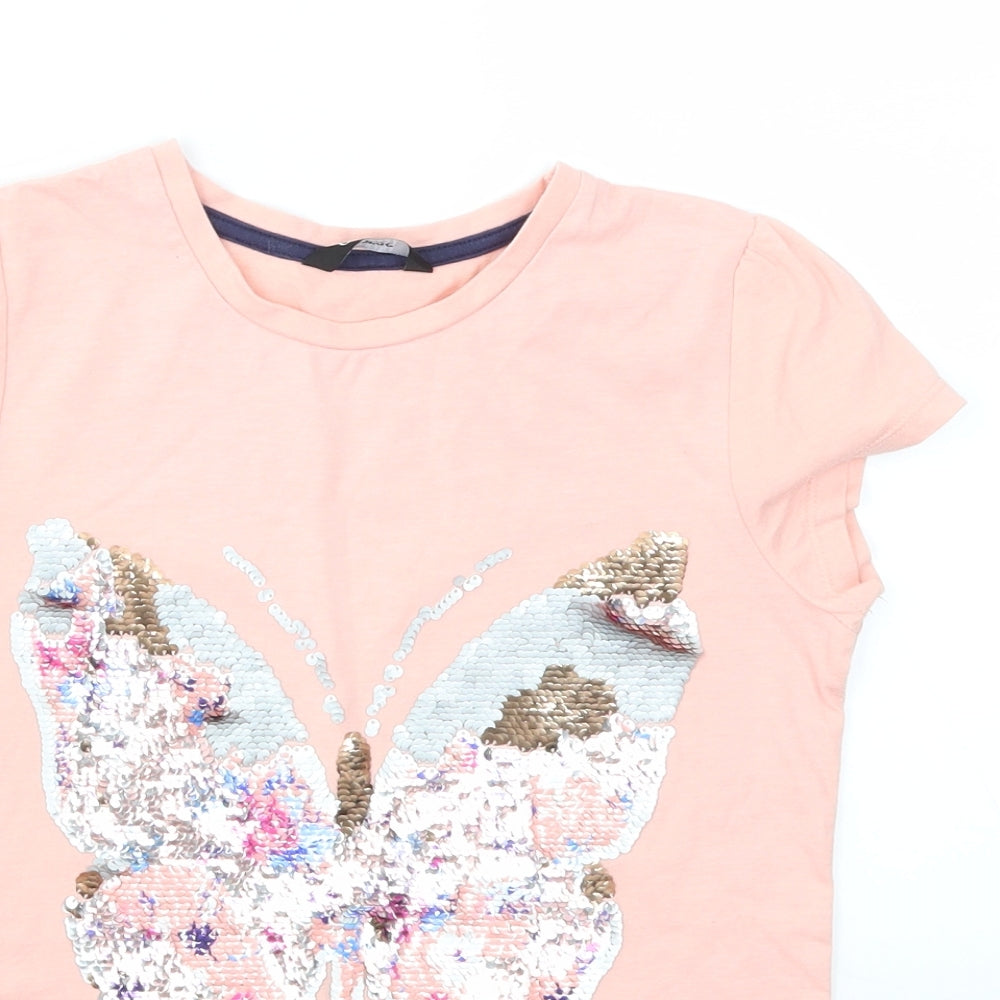 George Girls Pink Animal Print  Basic T-Shirt Size 9-10 Years