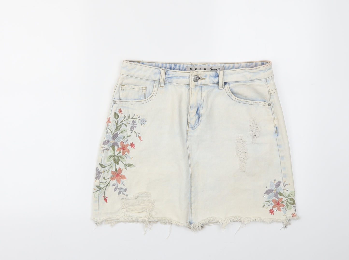 DENIM&CO Womens Multicoloured Floral  A-Line Skirt Size 12