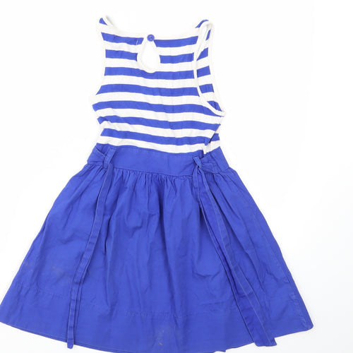 M&S Girls Blue Striped  Fit & Flare  Size 6 Years