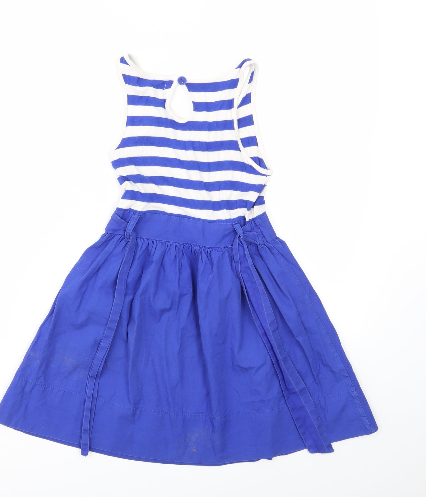 M&S Girls Blue Striped  Fit & Flare  Size 6 Years