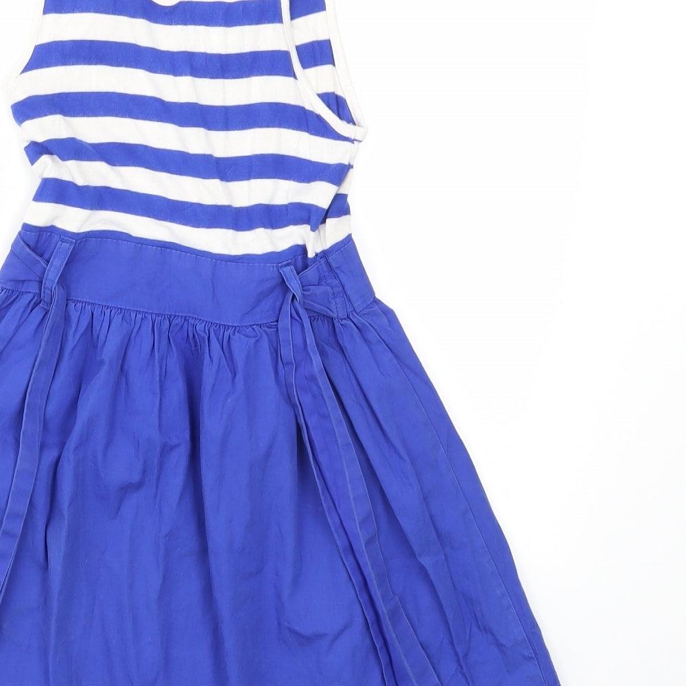 M&S Girls Blue Striped  Fit & Flare  Size 6 Years