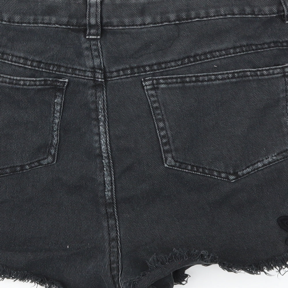 DENIM&CO Womens Black   Cut-Off Shorts Size 14