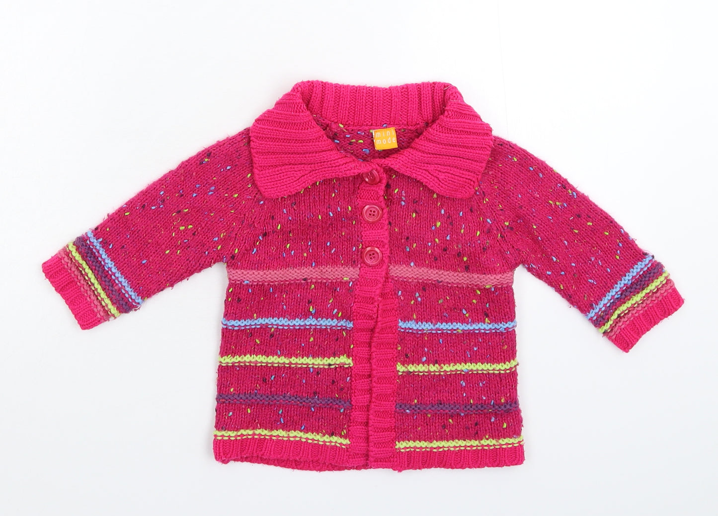 MINIMODE Girls Pink  Knit Jacket Coatigan Size 9-12 Months