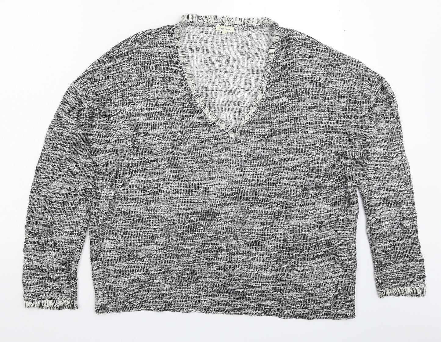 River Island Womens Grey  Knit Pullover Jumper Size 14