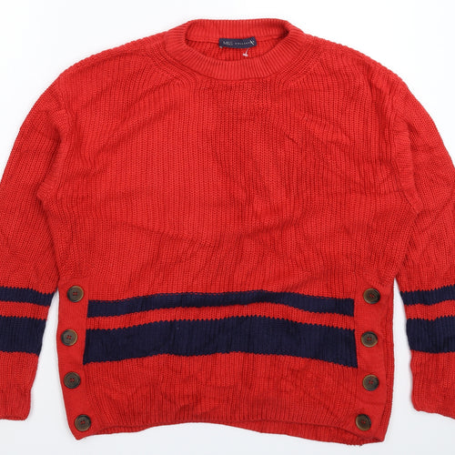 Marks and Spencer Womens Red Striped Knit Pullover Jumper Size M  - Oversized