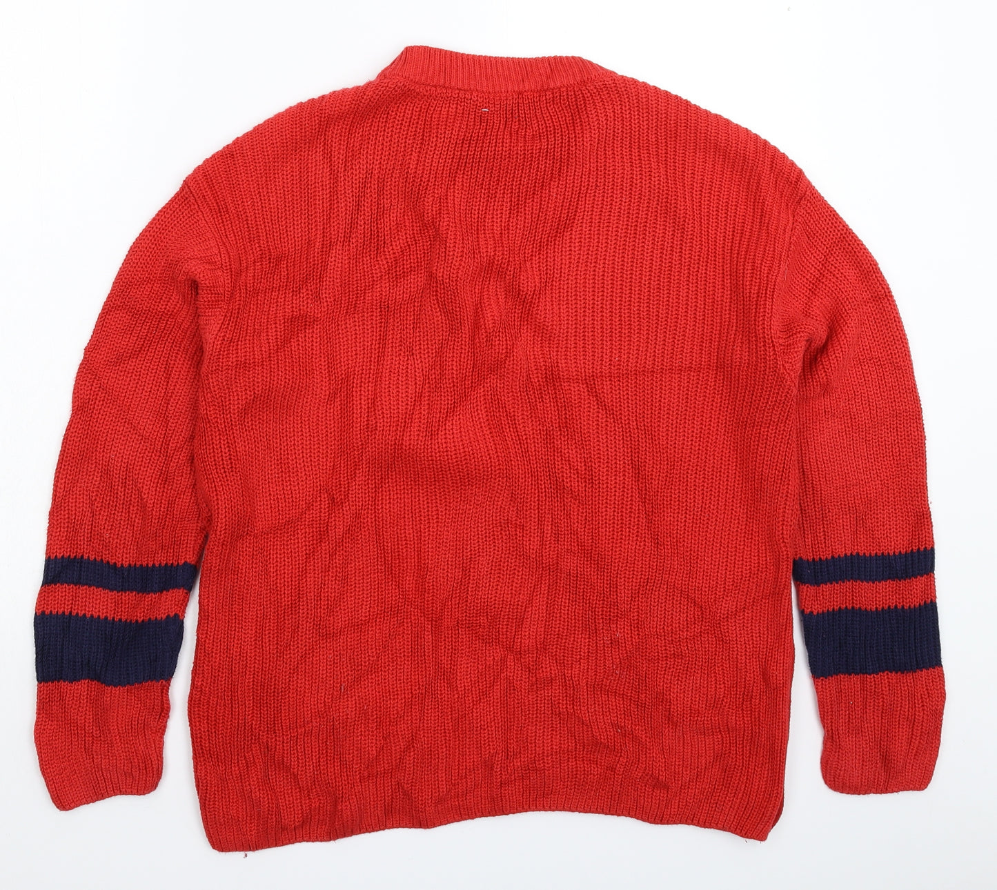 Marks and Spencer Womens Red Striped Knit Pullover Jumper Size M  - Oversized