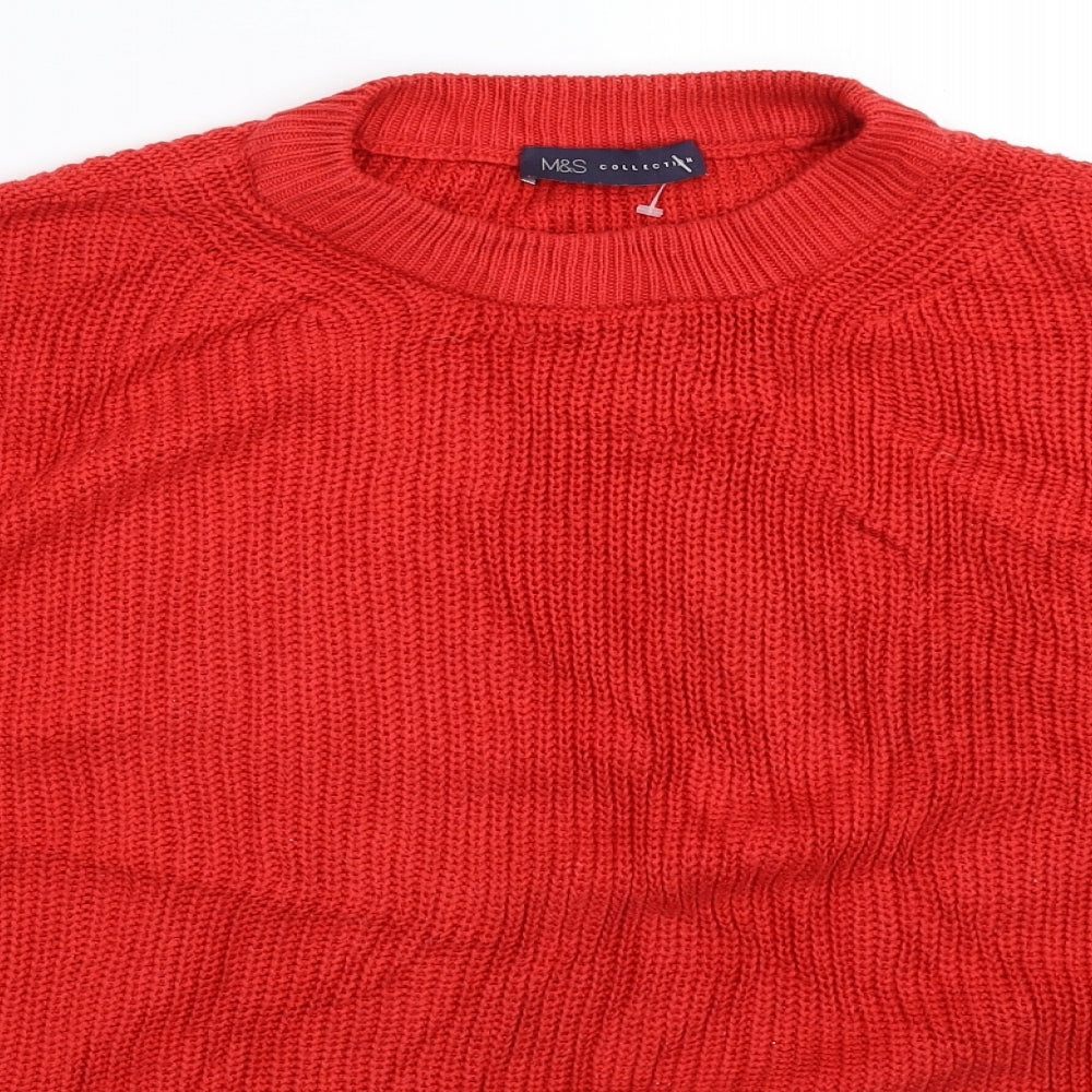 Marks and Spencer Womens Red Striped Knit Pullover Jumper Size M  - Oversized