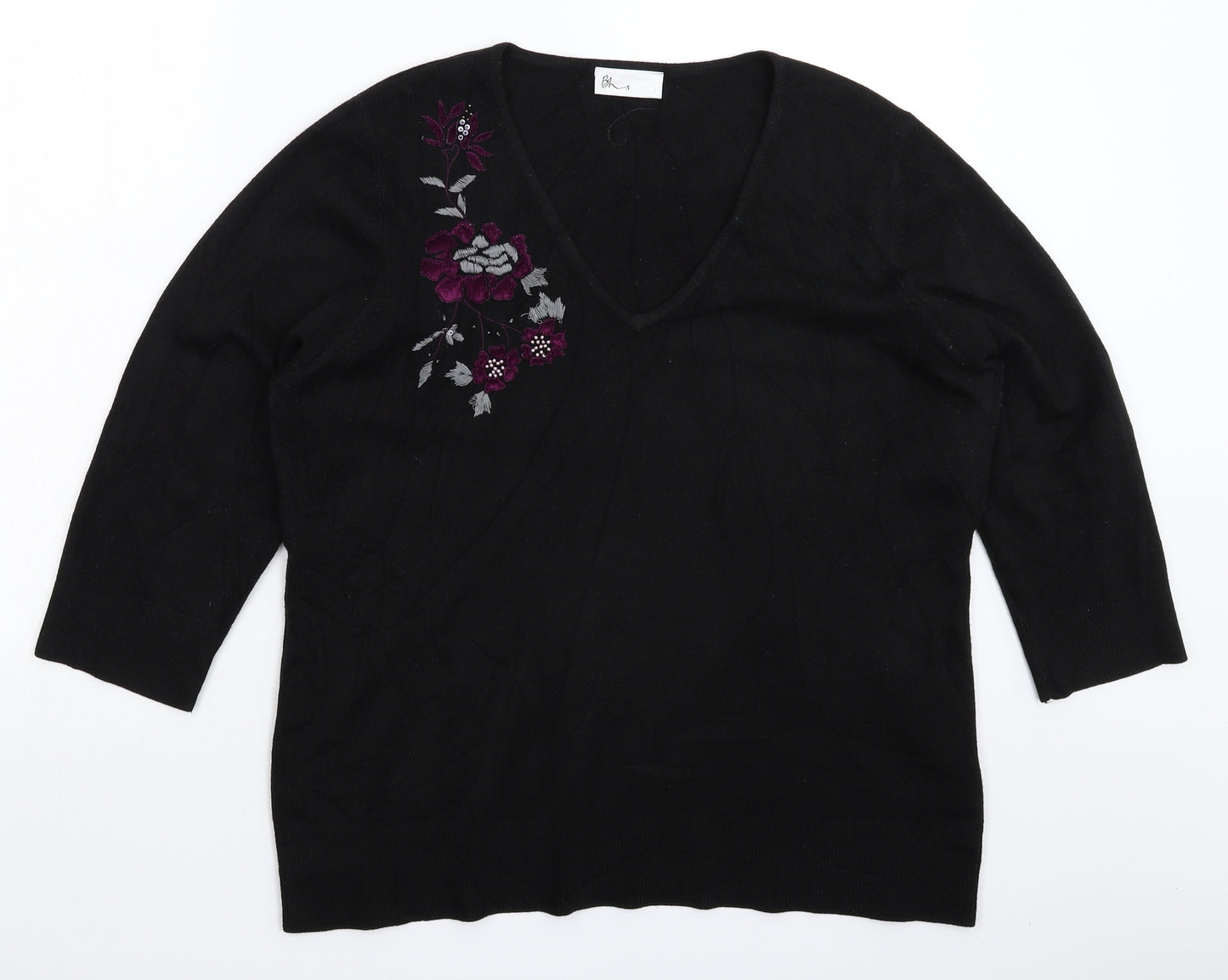BHS Womens Black  Knit Pullover Jumper Size 18