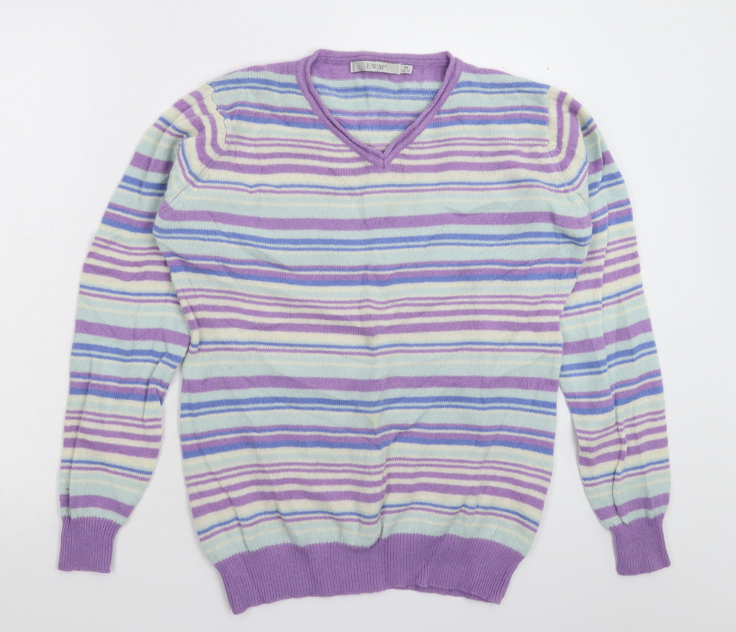EWM Womens Multicoloured Striped Knit Pullover Jumper Size 16