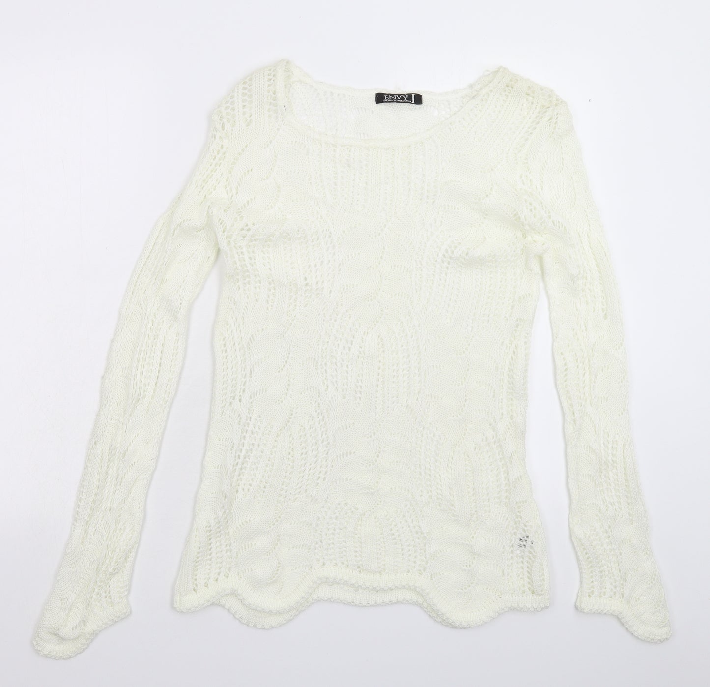 Envy Womens White  Knit Pullover Jumper Size M