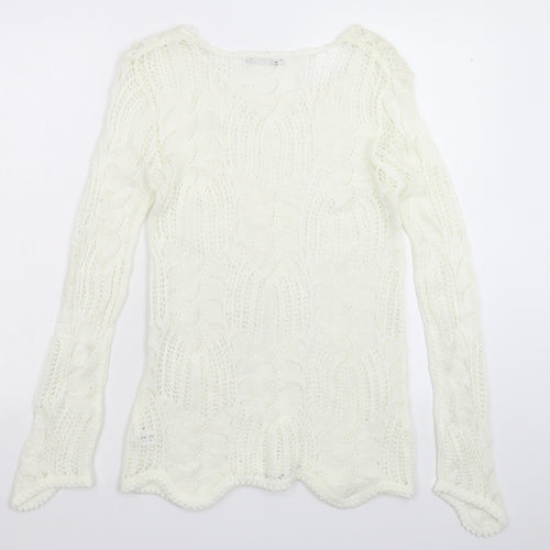 Envy Womens White  Knit Pullover Jumper Size M