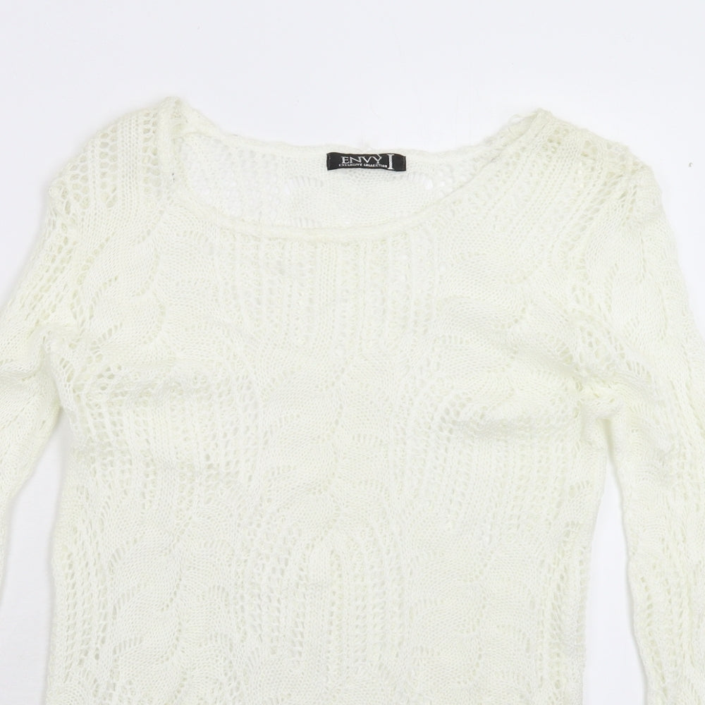 Envy Womens White  Knit Pullover Jumper Size M