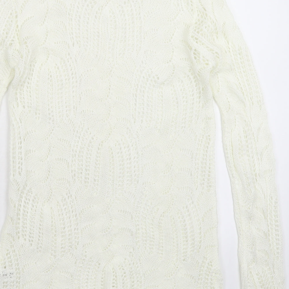 Envy Womens White  Knit Pullover Jumper Size M