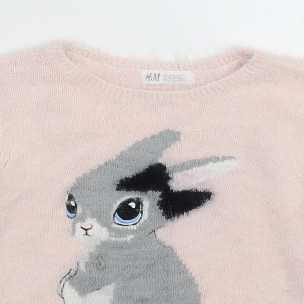 H&M Girls Pink  Knit Pullover Jumper Size 7-8 Years