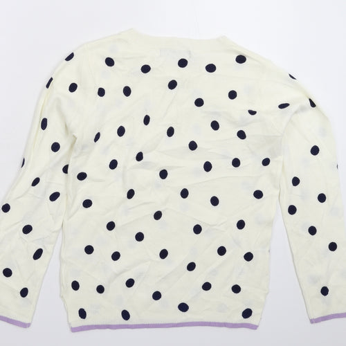 Marks and Spencer Womens White Polka Dot Knit Pullover Jumper Size 6