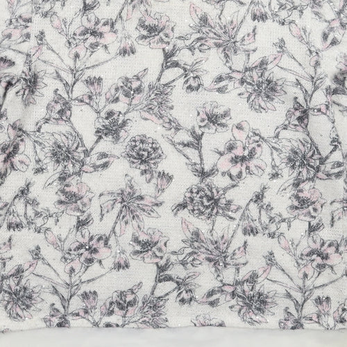 George Womens White Floral Knit Pullover Jumper Size 10