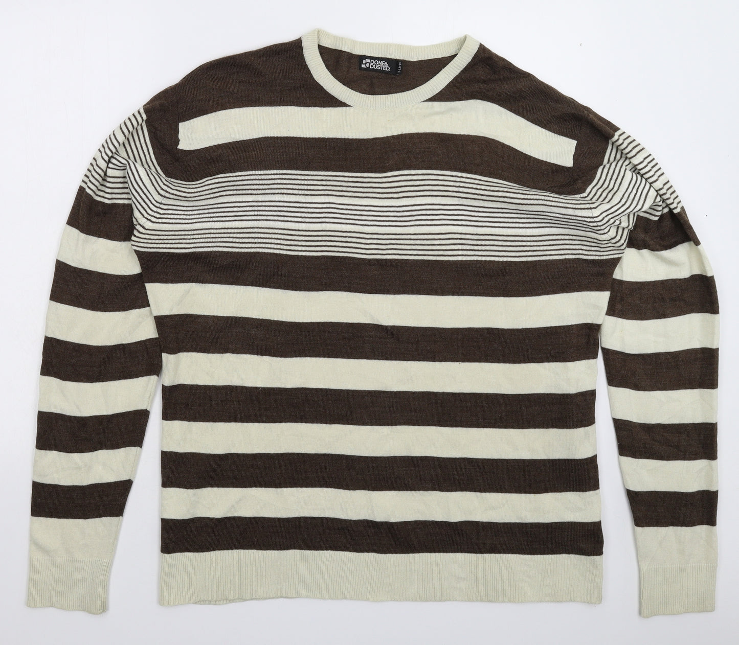 Done & Dusted Mens Multicoloured Striped Knit Pullover Jumper Size XL
