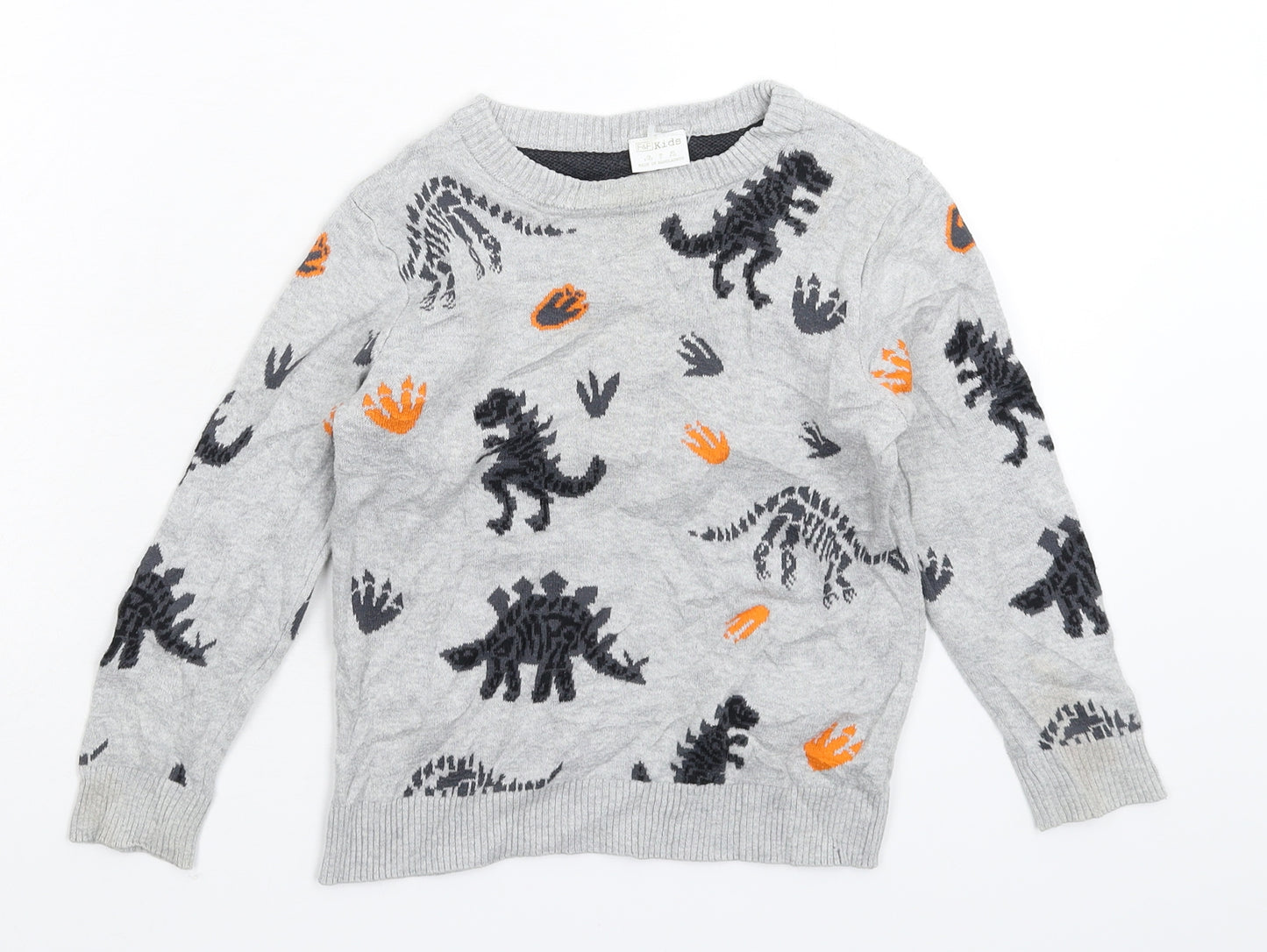 F&F Boys Grey  Knit Pullover Jumper Size 4-5 Years
