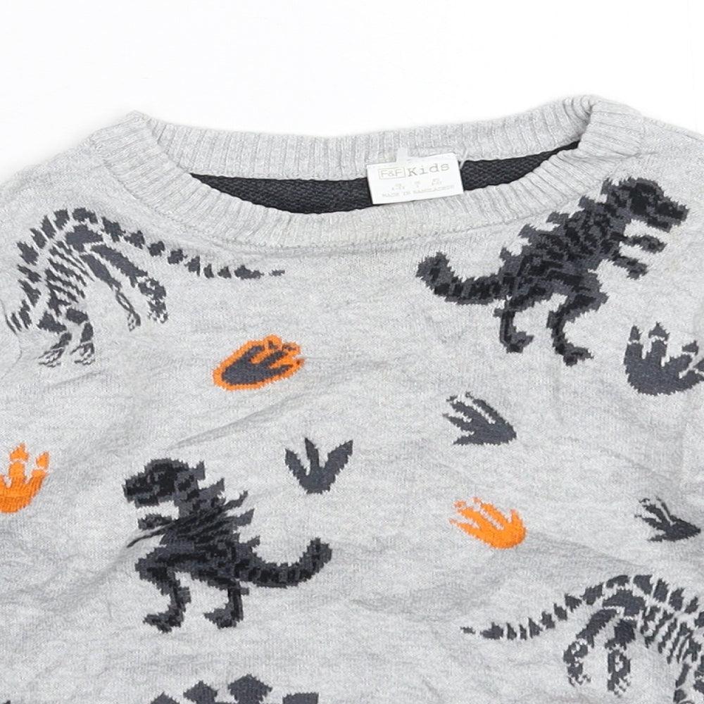 F&F Boys Grey  Knit Pullover Jumper Size 4-5 Years