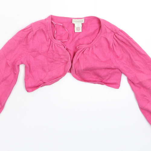 Monsoon Girls Pink  Knit Cardigan Jumper Size 3-4 Years  - Cropped