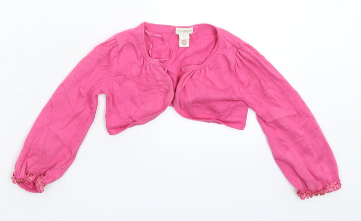 Monsoon Girls Pink Knit Cardigan Jumper Size 3-4 Years - Cropped