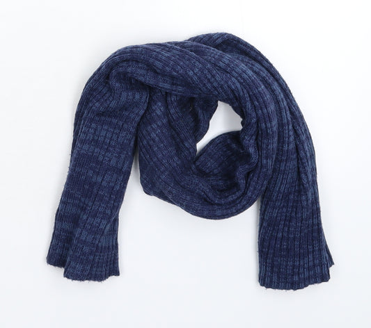Front view of Preworn unisex blue knit scarf