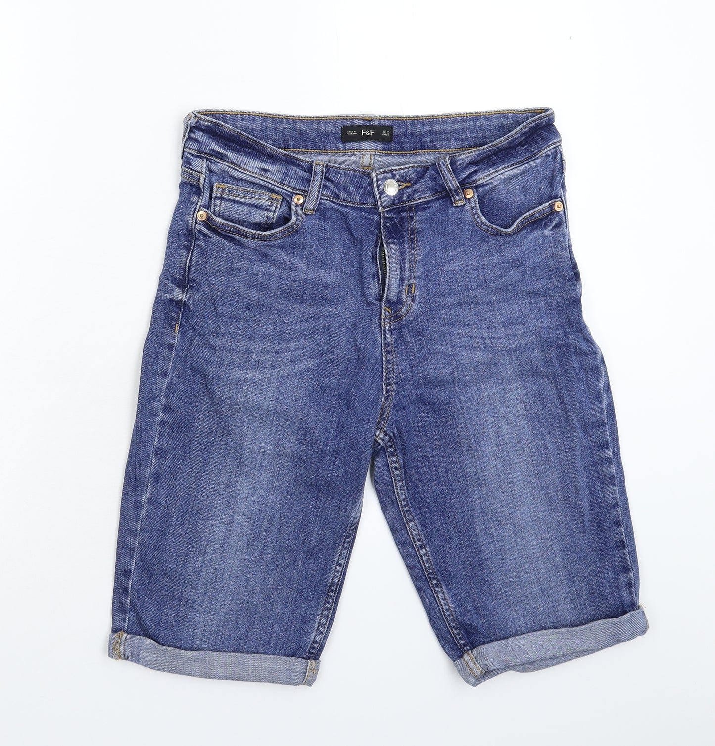 F&F Womens Blue  Denim Bermuda Shorts Size 10