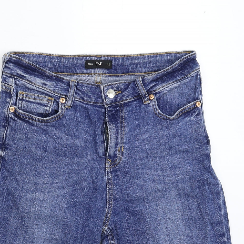 F&F Womens Blue  Denim Bermuda Shorts Size 10