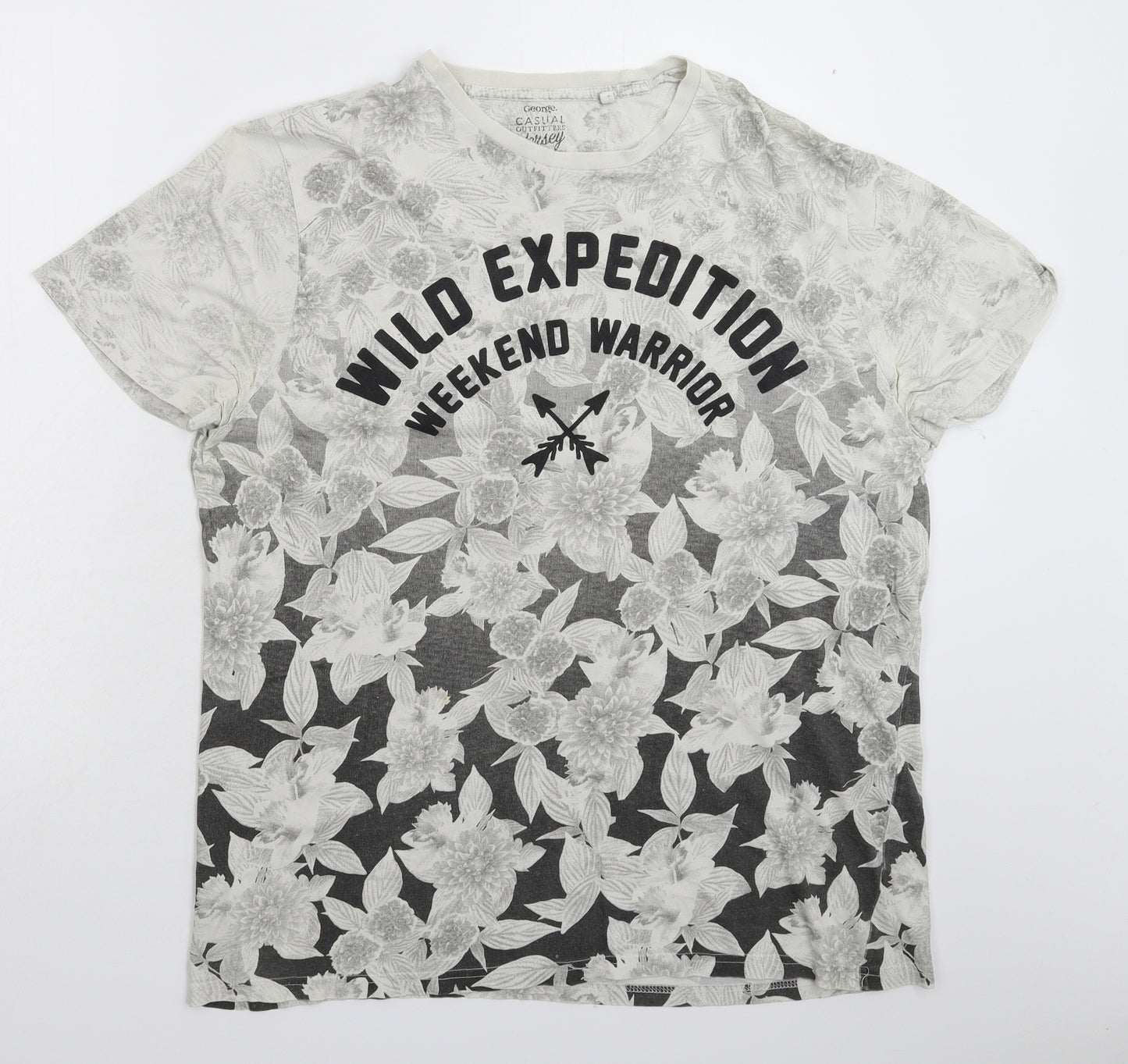 George Mens Grey Floral   T-Shirt Size XL