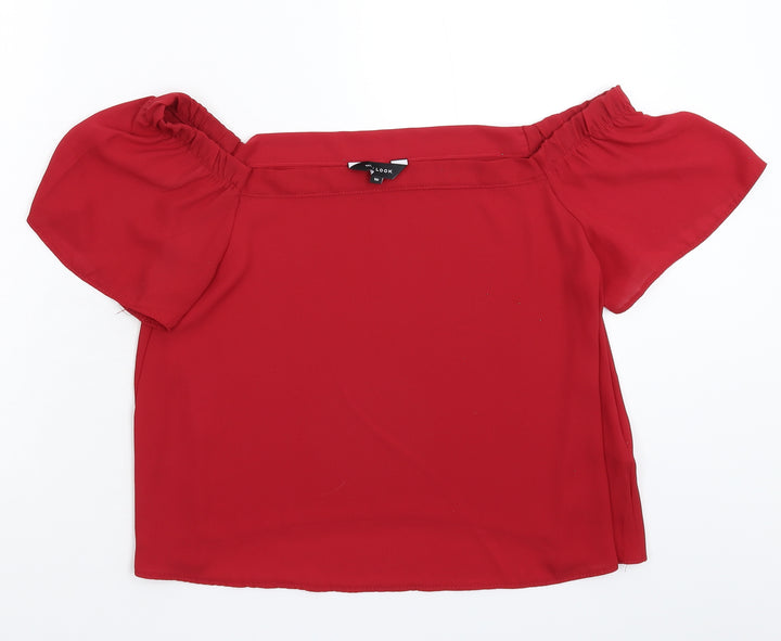 New Look Womens Red  Satin Basic Blouse Size 10