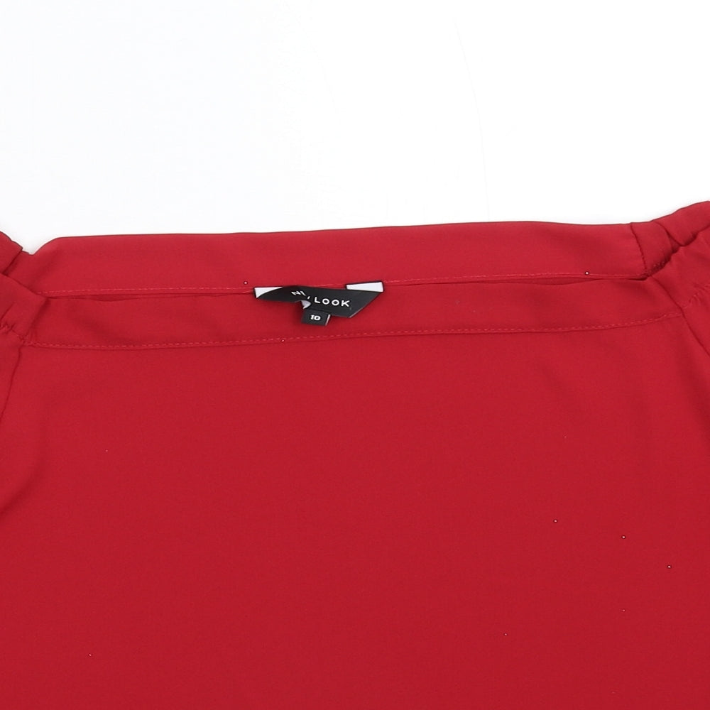 New Look Womens Red  Satin Basic Blouse Size 10
