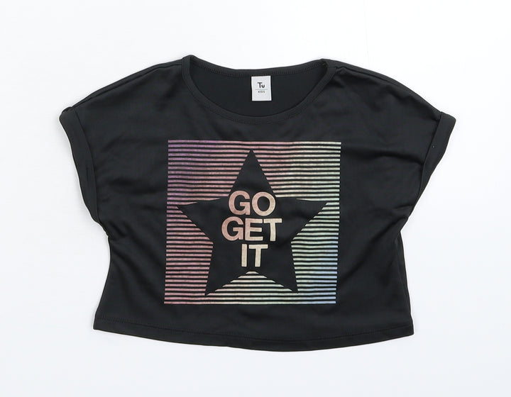 TU Girls Black Basic T-Shirt Size 5 Years